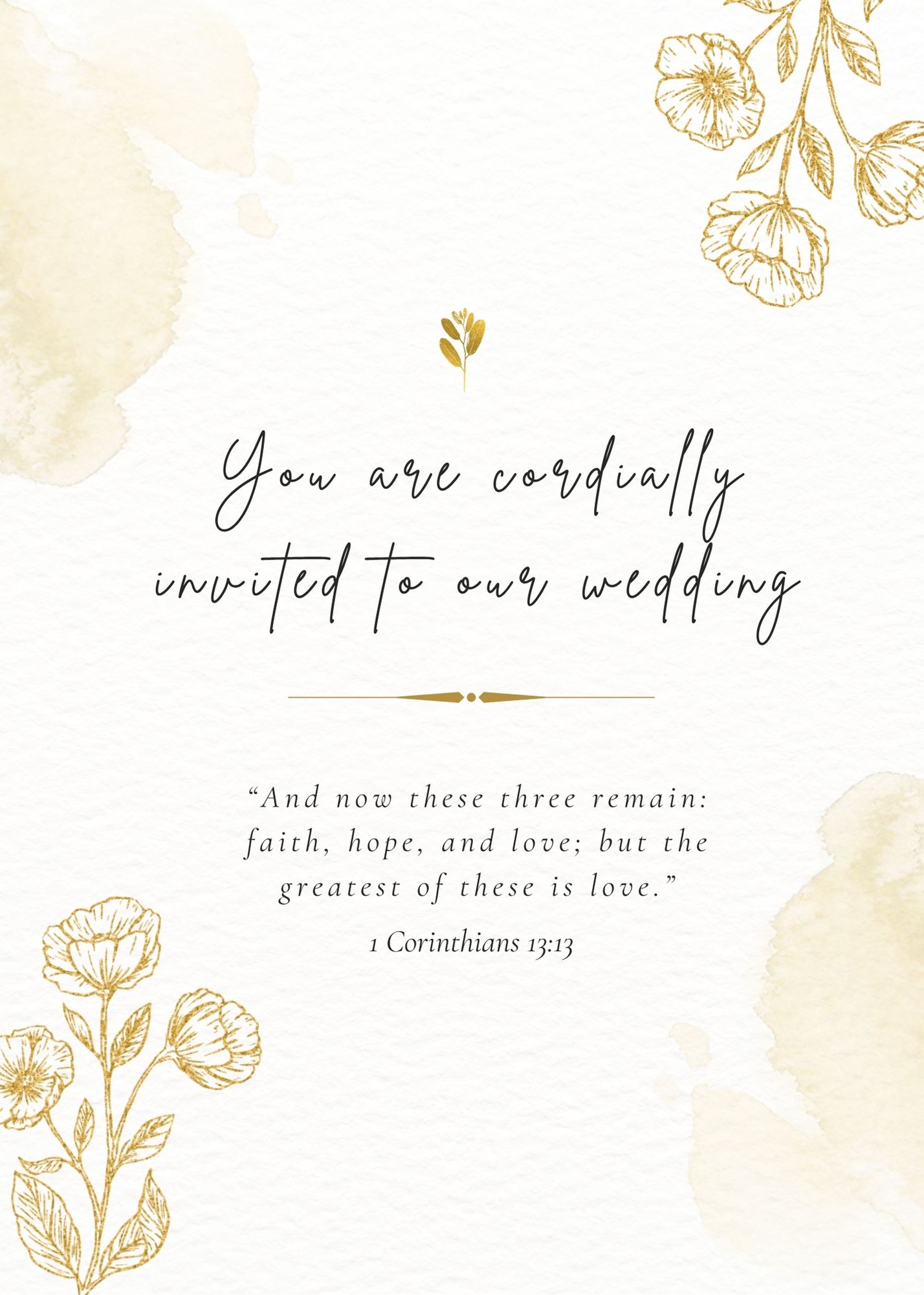 Invitation cover: You are cordially invited to our wedding.